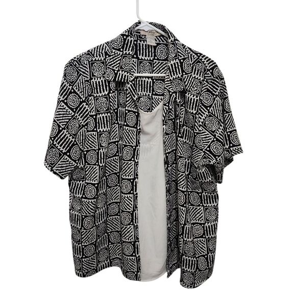 Notations Vintage Geometeric Short Sleeve Blouse with Built In Tank 1X - Picture 1 of 3